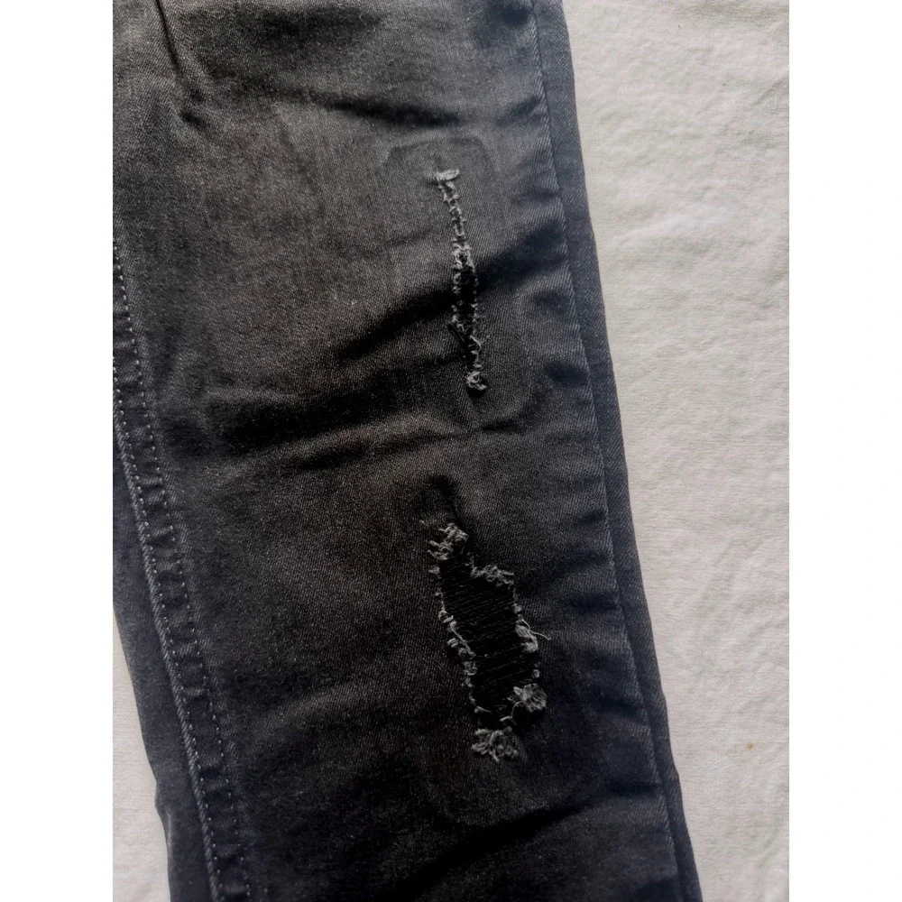 SO Girls Black Distressed Skinny Jeans Double Button Stretch Denim Size 8